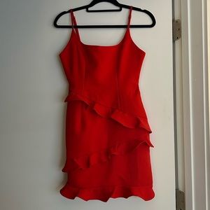 Red ruffle mini dress